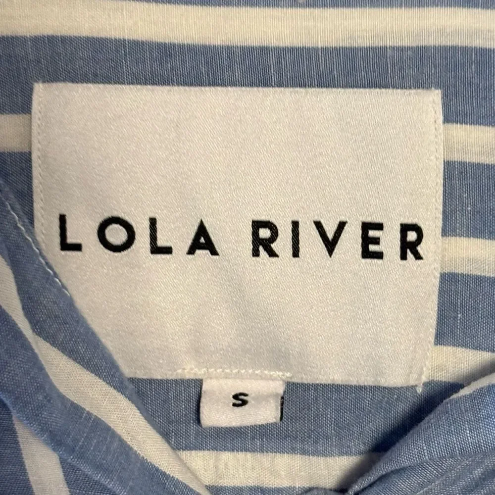 Lola River Tencel Linen Women’s Button Tie
Front Collared Pockets Striped Shirt - Picture 6 of 11